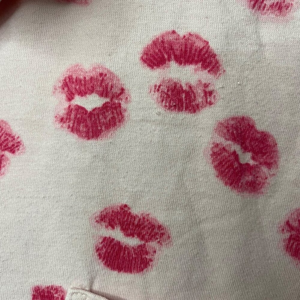 DKNY Womens XL Pink Kiss Print Pajama Top Cotton & Modal Long Sleeve Button-Up - Picture 6 of 9